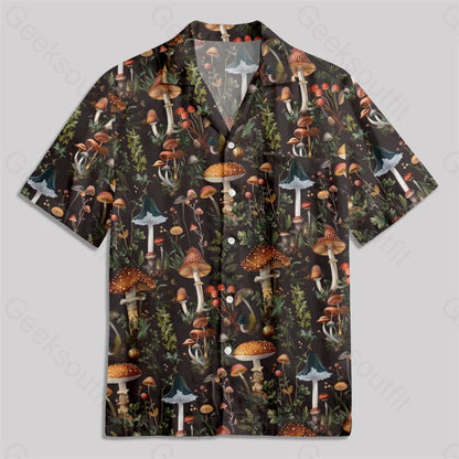 Mushroom Science Retro Button Up Pocket Shirt Hawaiian / S Bus583 Yc