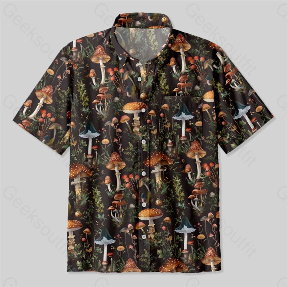 Mushroom Science Retro Button Up Pocket Shirt Up / S Bus583 Yc