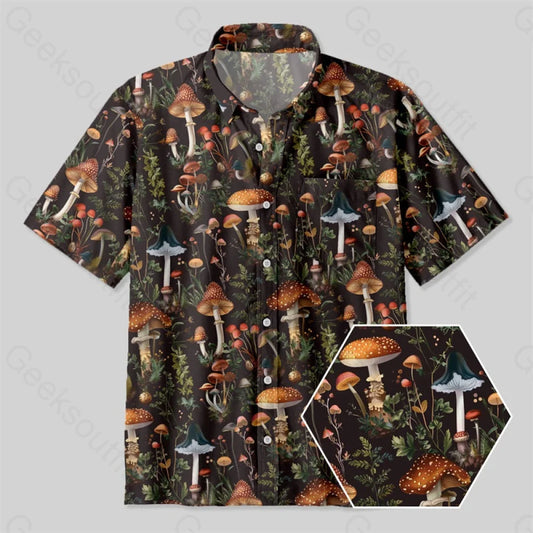 Mushroom Science Retro Button Up Pocket Shirt Yc