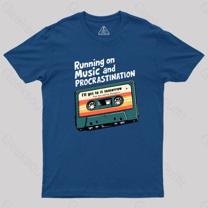 Music And Procrastination T-Shirt Navy / S