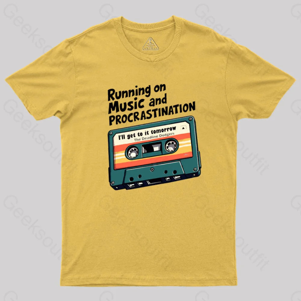 Music And Procrastination T-Shirt Yellow / S