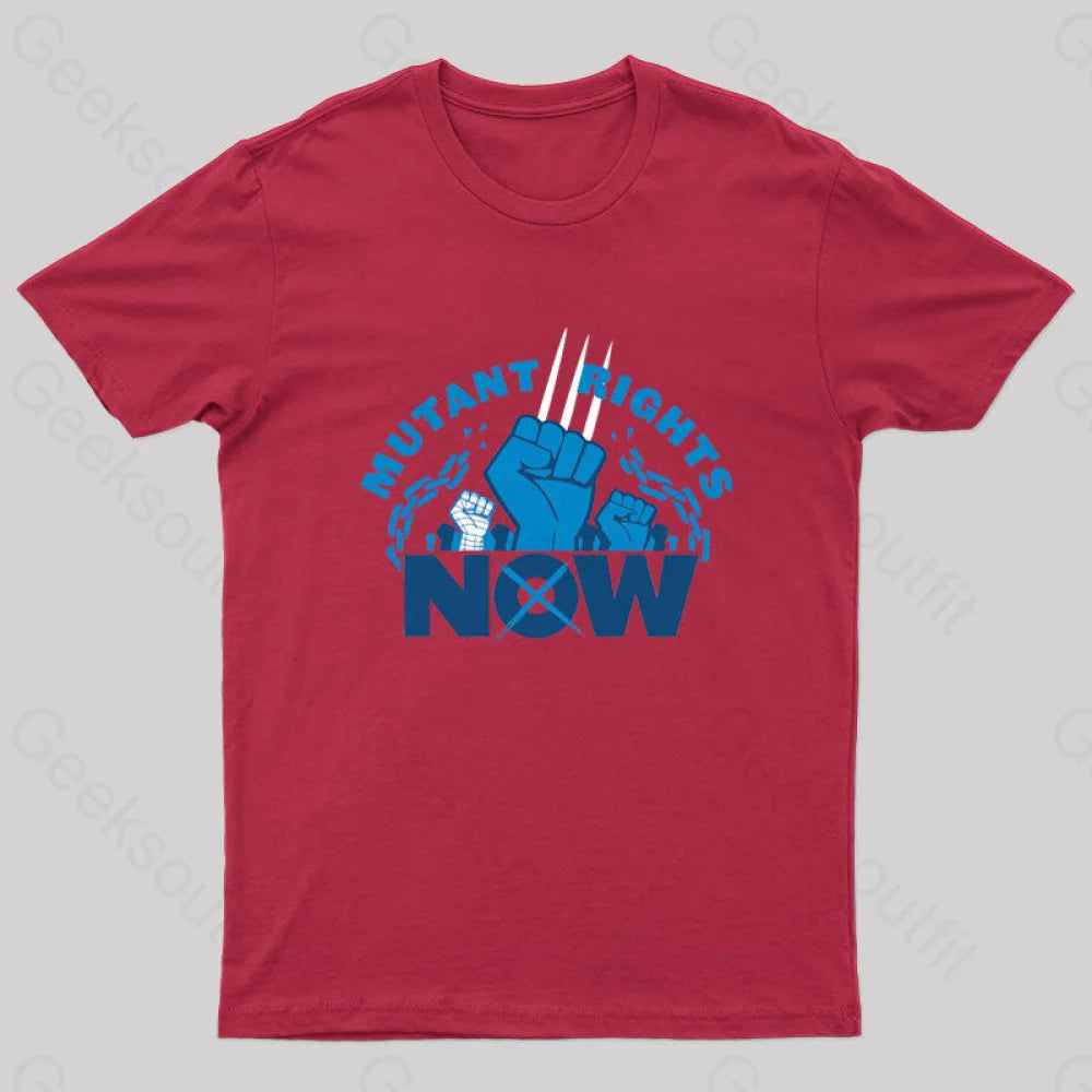 Mutant Rights Now! Geek T-Shirt Red / S