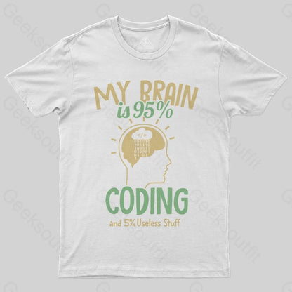 My Brain is 95% Coding and 5% useless stuff Coder T-Shirt - Geeksoutfit