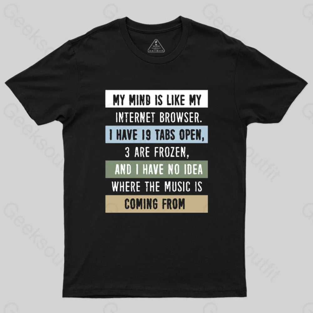 My Mind Is Like Internet Browser T-Shirt Black / S