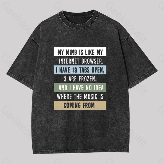 My Mind Is Like Washed T-Shirt Black / S