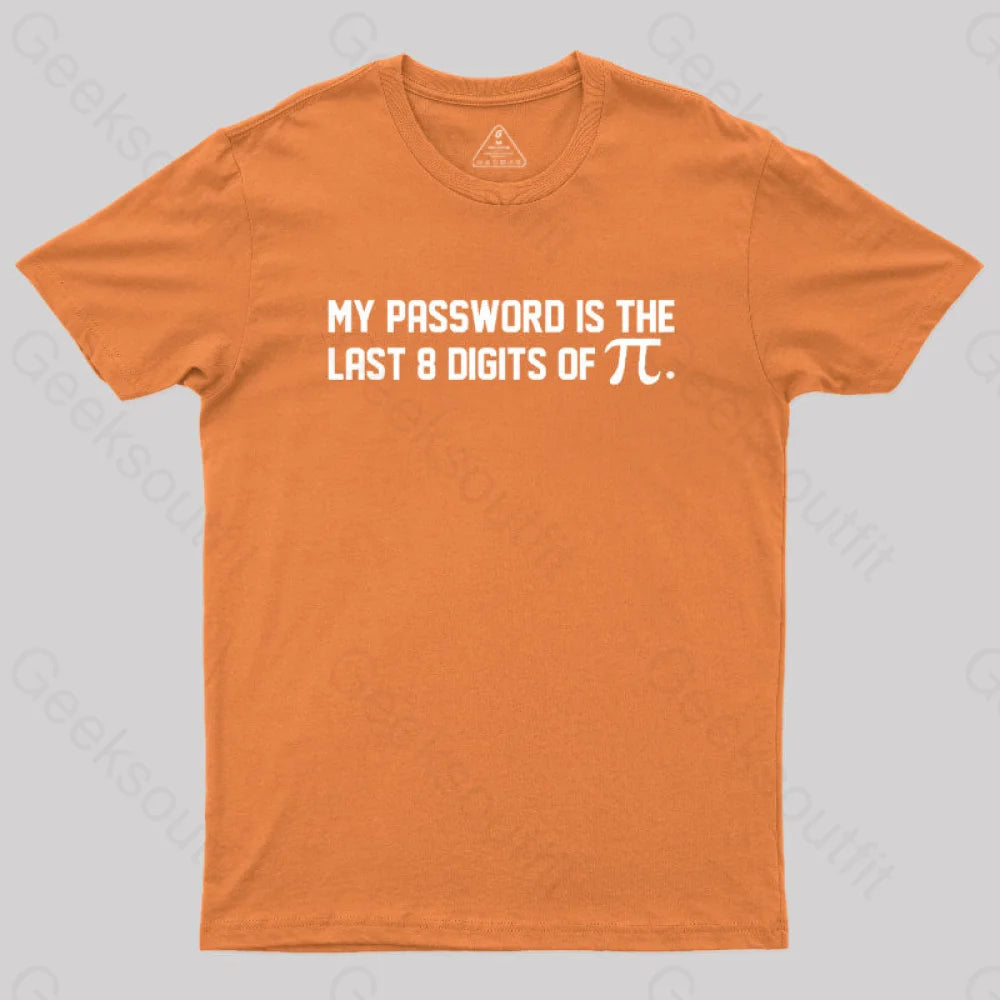 My Password Is The Last 8 Digits Of Pi Nerd T-Shirt Orange / S