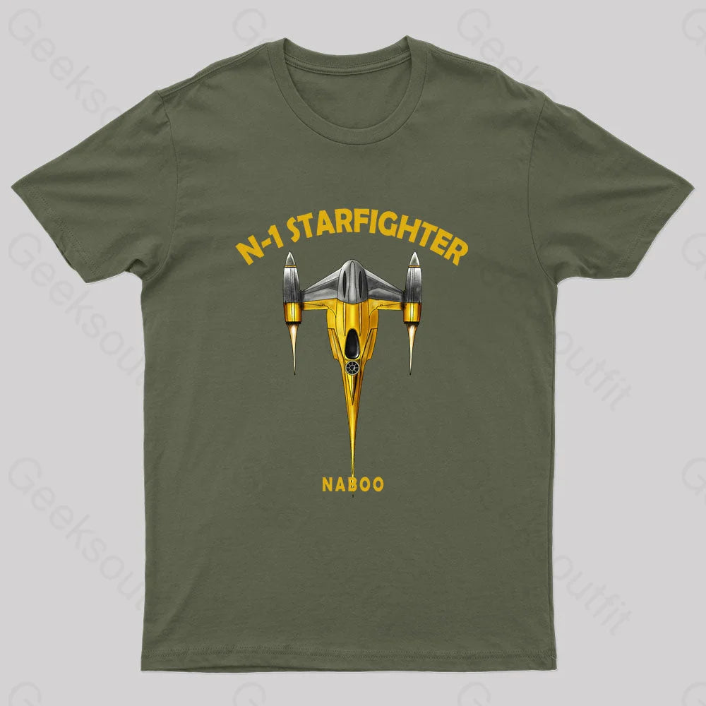 N1 Starfighter Geek T-Shirt Army Green / S