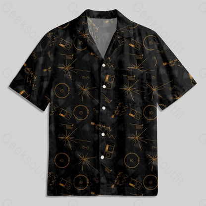 NASA Voyager One Gold Disc Button Up Pocket Shirt - Geeksoutfit