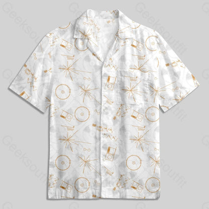 NASA Voyager One Gold Disc Button Up Pocket Shirt - Geeksoutfit