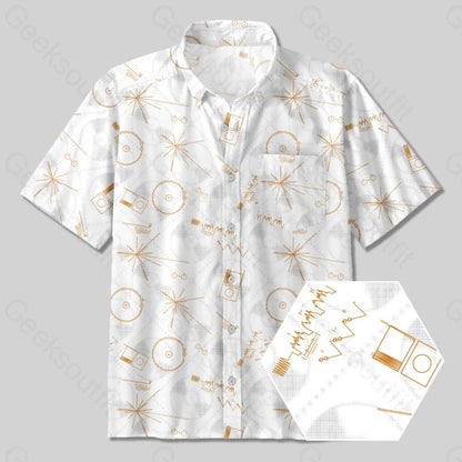 NASA Voyager One Gold Disc Button Up Pocket Shirt - Geeksoutfit