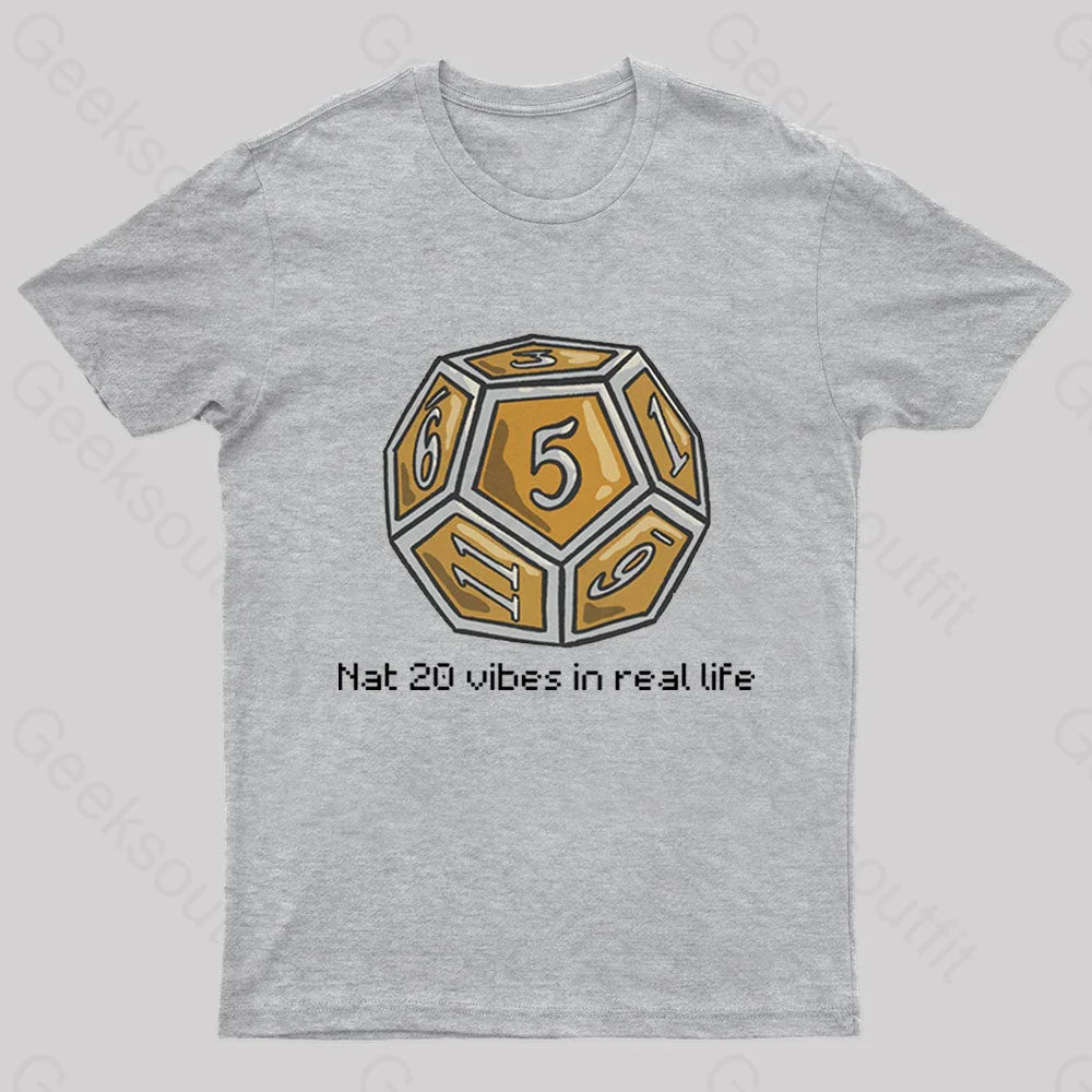 Nat 20 Vibes In Real Life Geek T-Shirt Grey / S