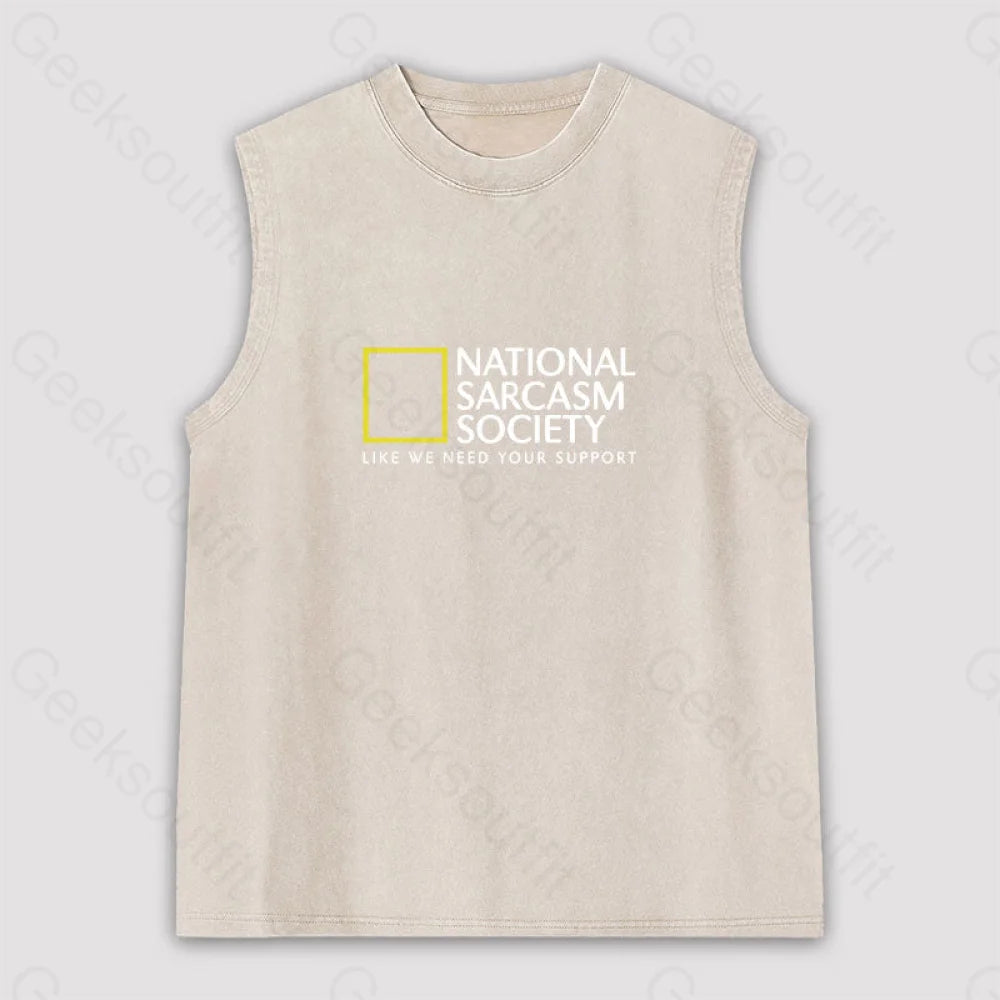 National Sarcasm Society Unisex Washed Tank Apricot / S