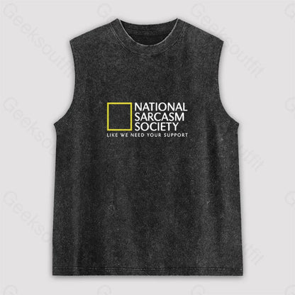 National Sarcasm Society Unisex Washed Tank Black / S