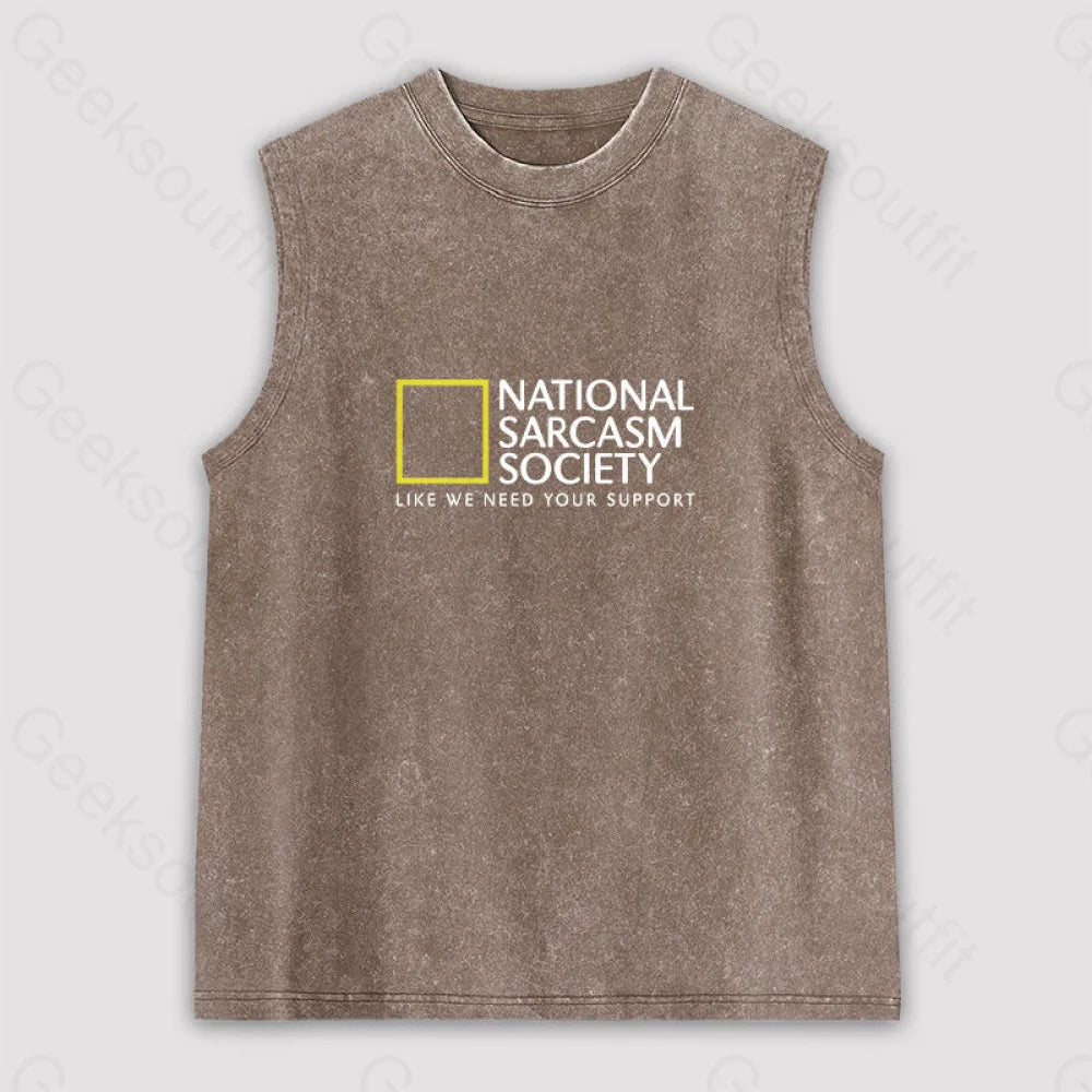 National Sarcasm Society Unisex Washed Tank Brown / S