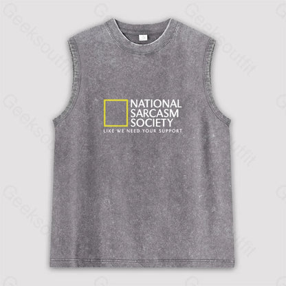 National Sarcasm Society Unisex Washed Tank Grey / S