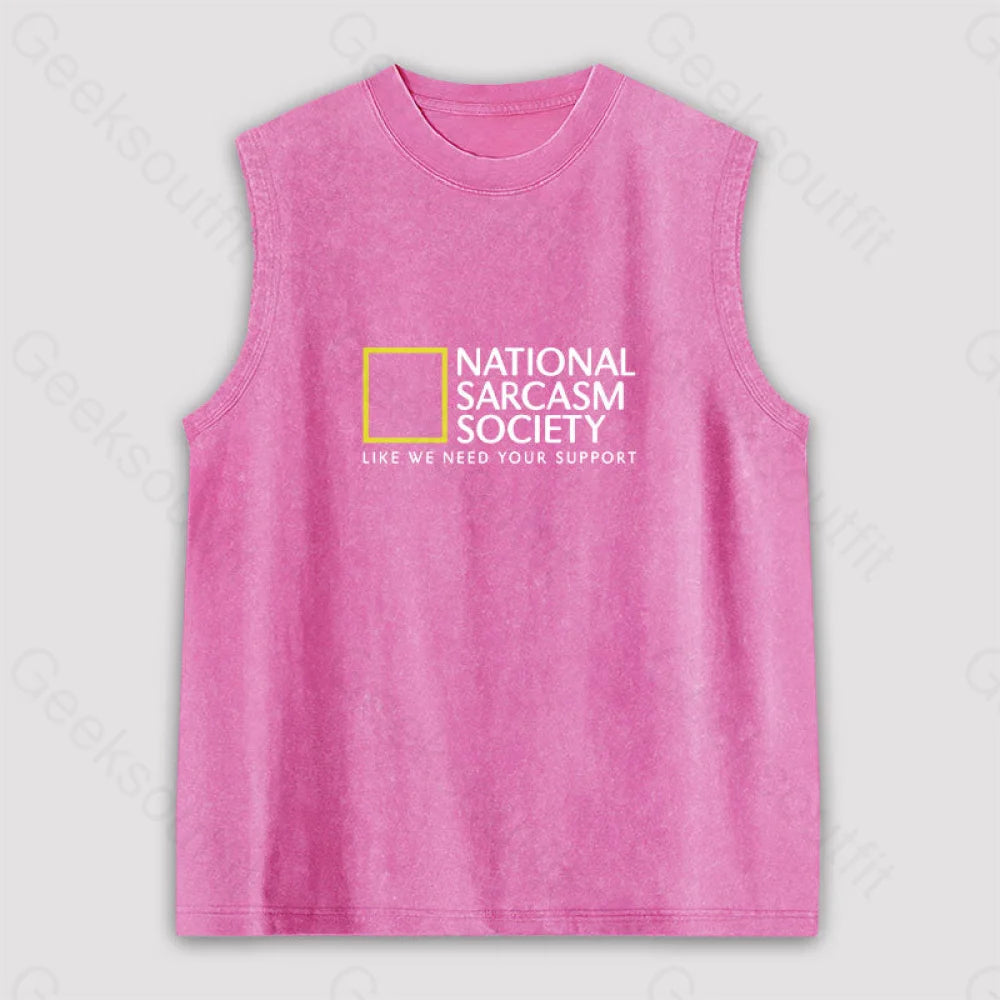 National Sarcasm Society Unisex Washed Tank Pink / S