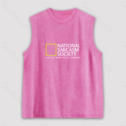 National Sarcasm Society Unisex Washed Tank Pink / S