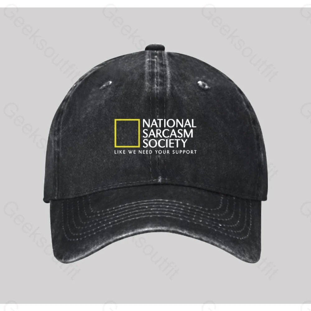 National Sarcasm Society Washed Vintage Baseball Cap Black