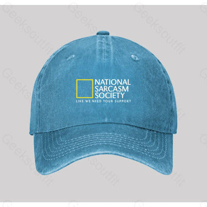 National Sarcasm Society Washed Vintage Baseball Cap Blue