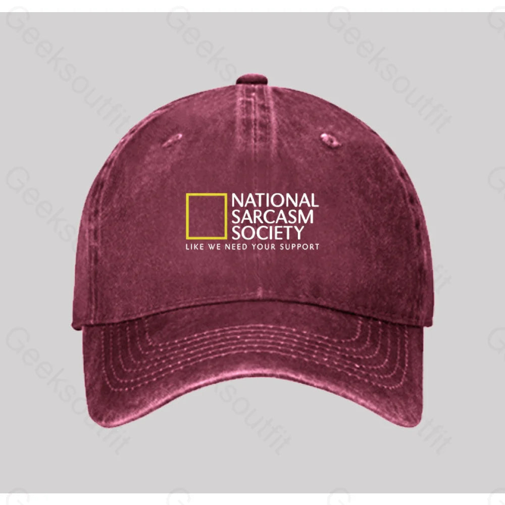 National Sarcasm Society Washed Vintage Baseball Cap Red