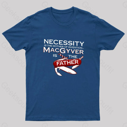 Necessity Is The Mother Of Invention Nerd T-Shirt Navy / S