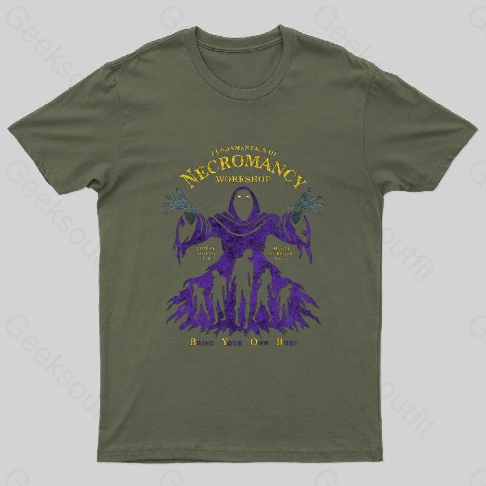 Necromancy Workshop Nerd T-Shirt Army Green / S