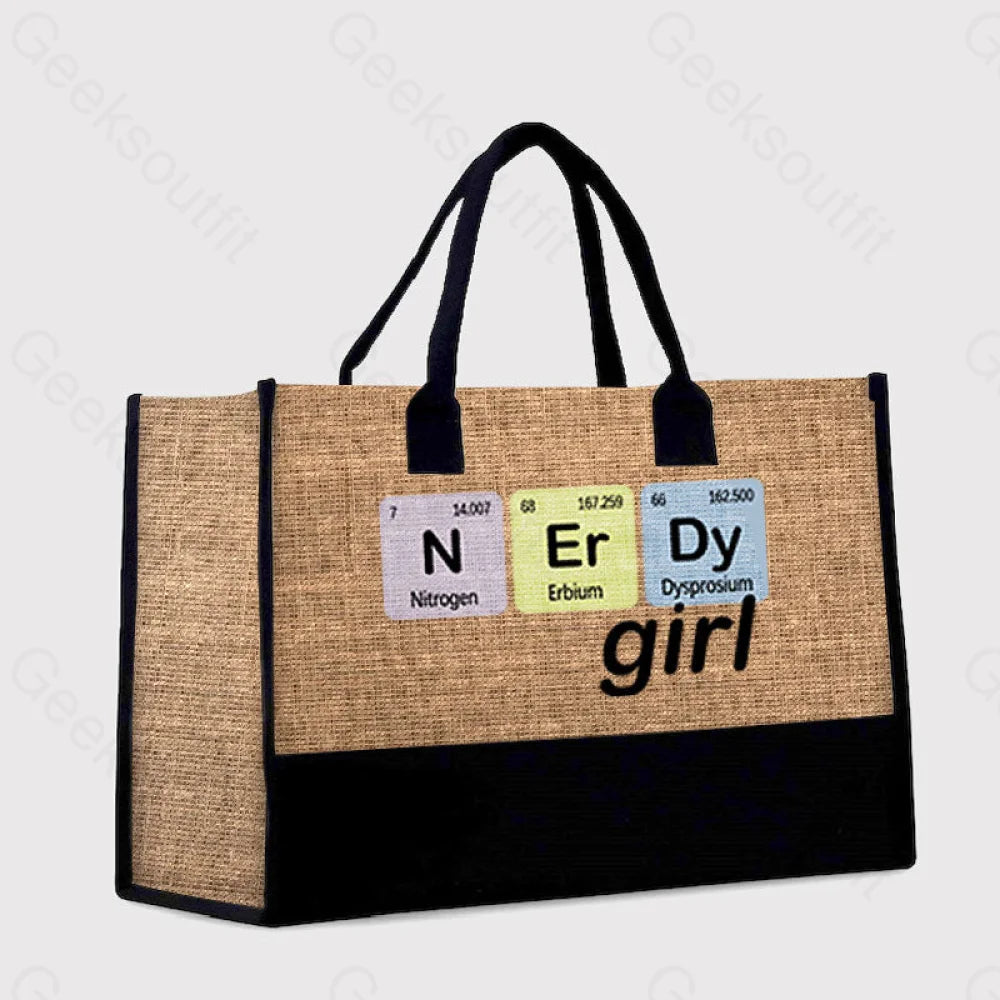 Nerdy Girl Cotton Tote Bag Brown