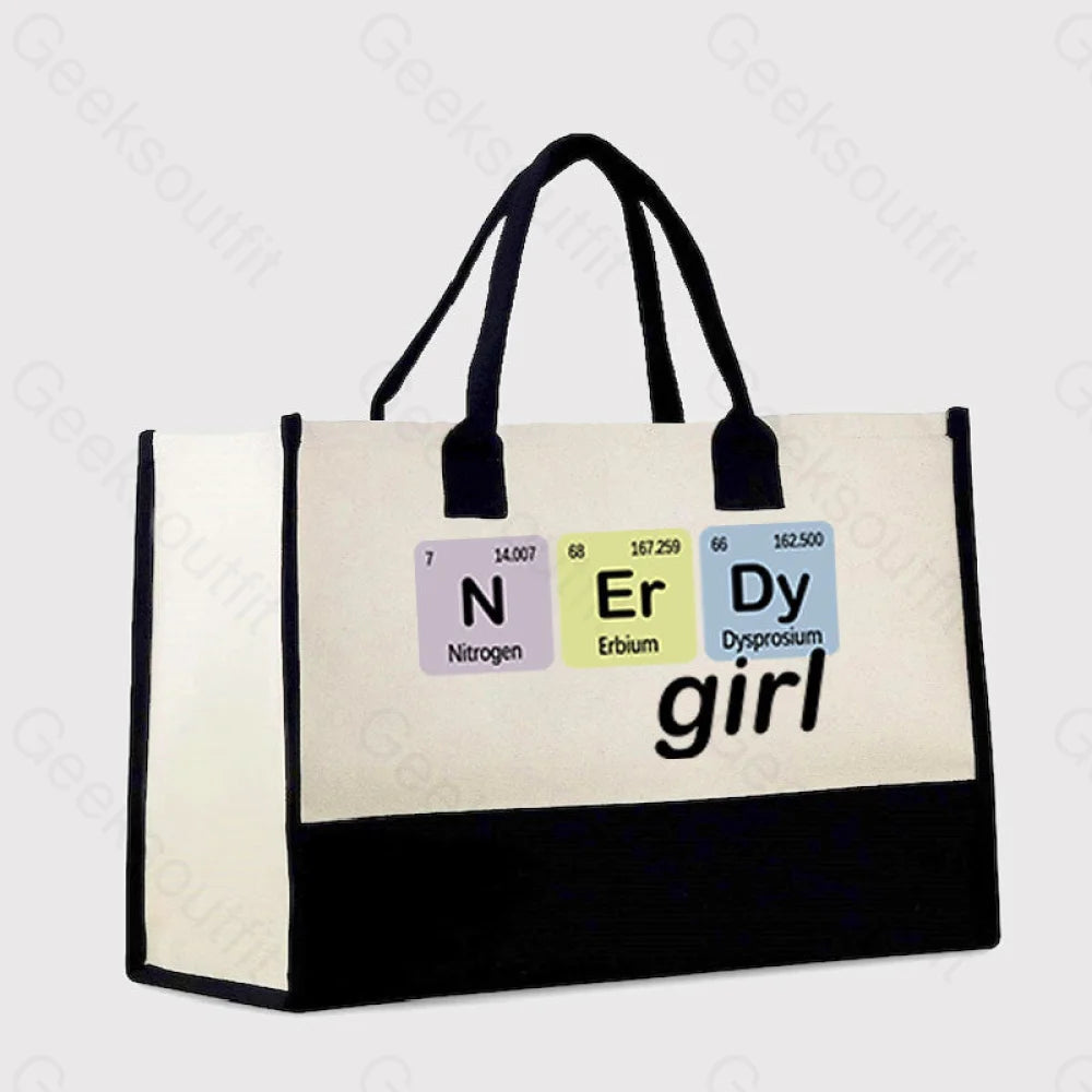 Nerdy Girl Cotton Tote Bag White