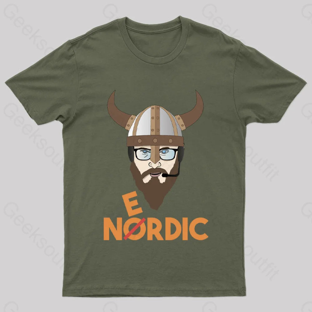 Nerdy Viking Nerd T-Shirt Army Green / S