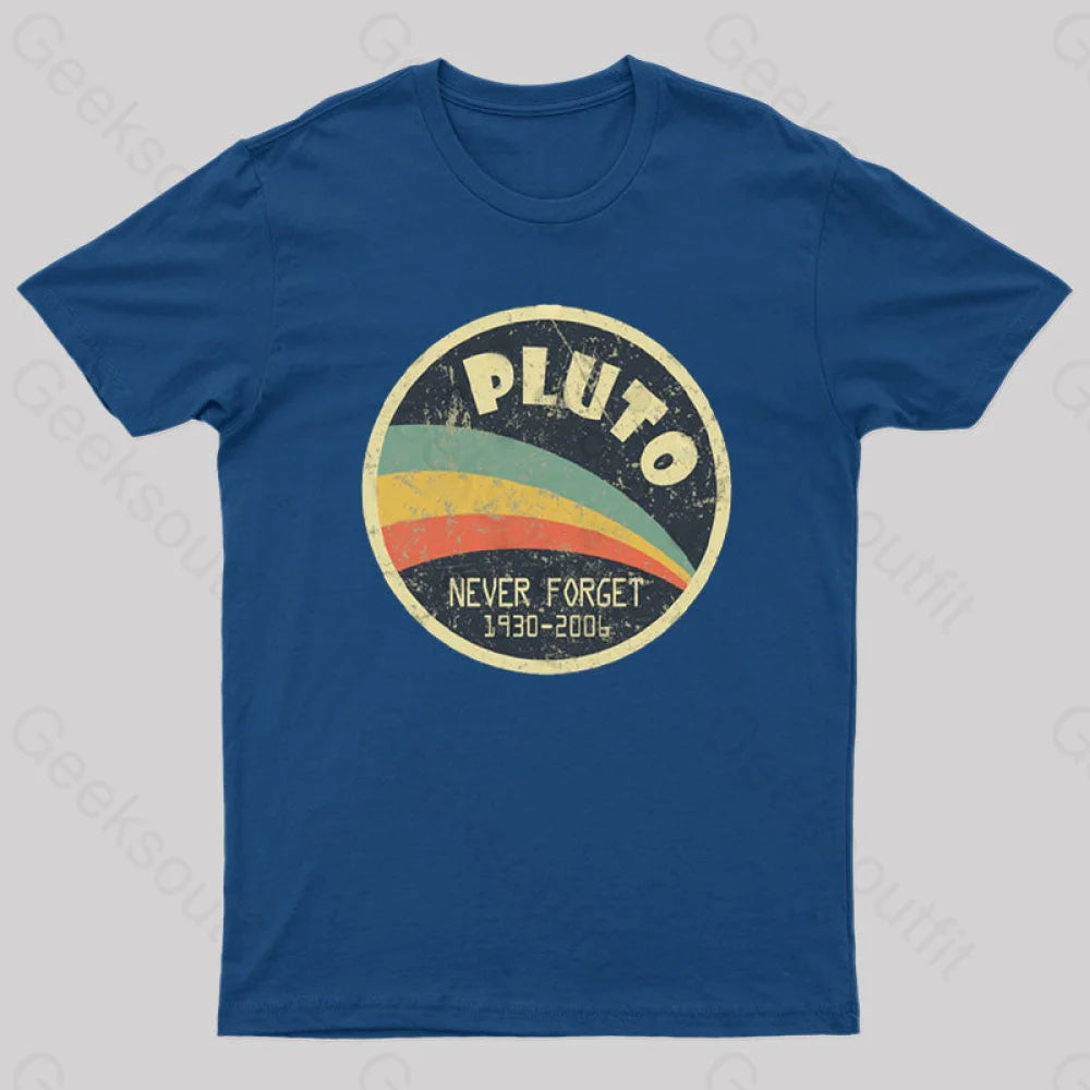 Never Forget Planet Pluto T-Shirt Navy / S