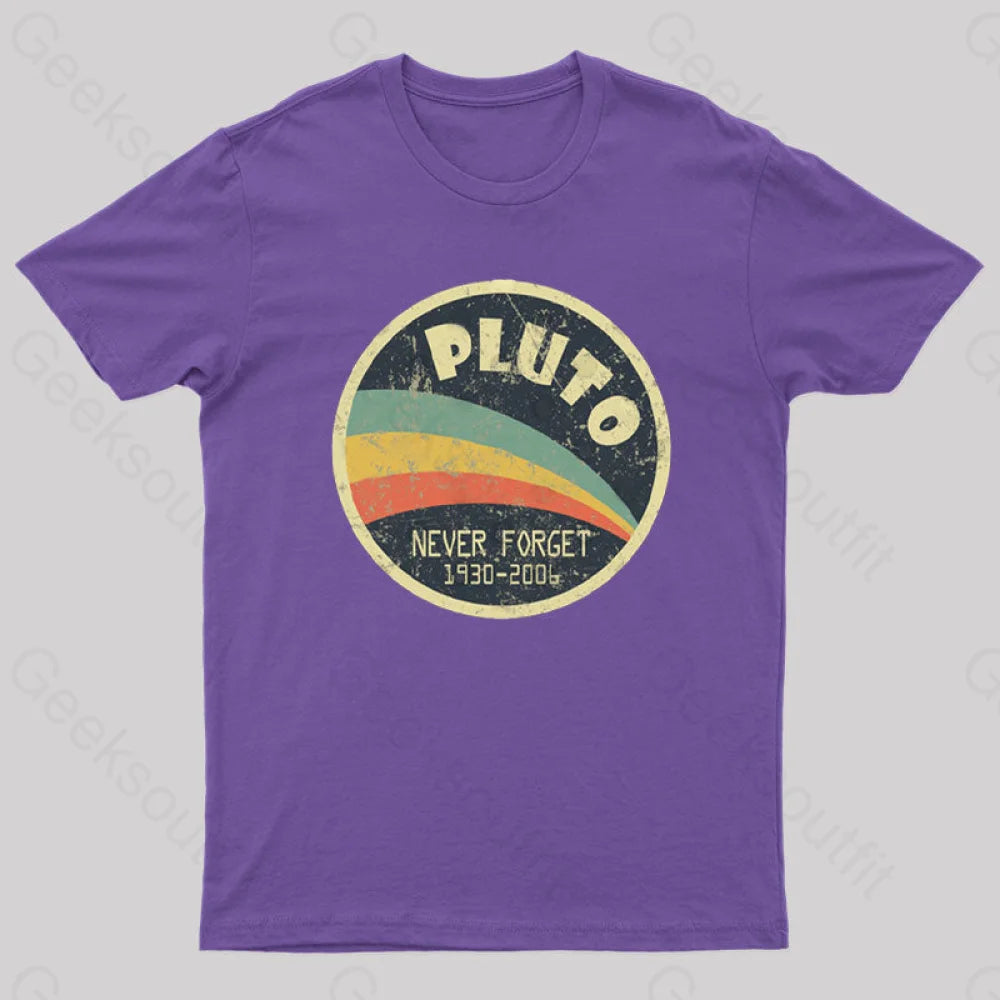 Never Forget Planet Pluto T-Shirt Purple / S