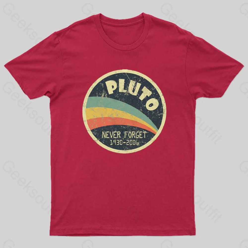 Never Forget Planet Pluto T-Shirt Red / S