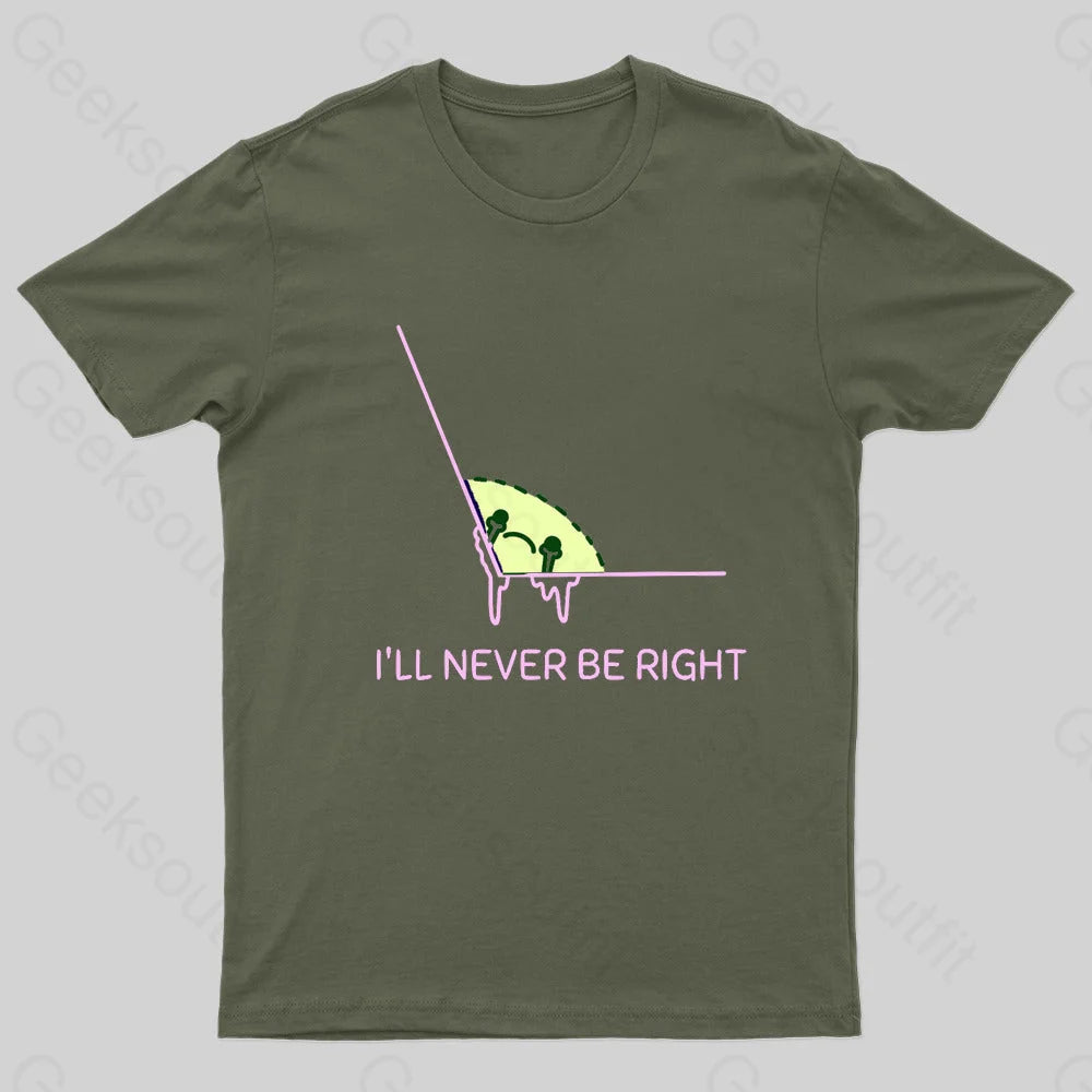 Never Right Basic Math Nerd T-Shirt Army Green / S