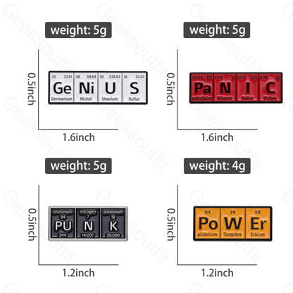 New Chemical Element Letters Pins