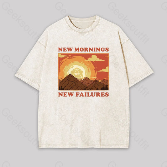 New Mornings Failures Geek Washed T-Shirt Apricot / S