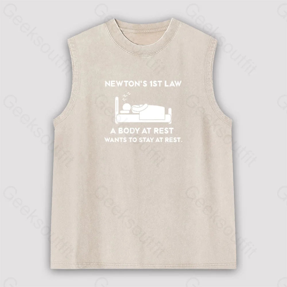 Newton’s First Law Unisex Washed Tank Apricot / S