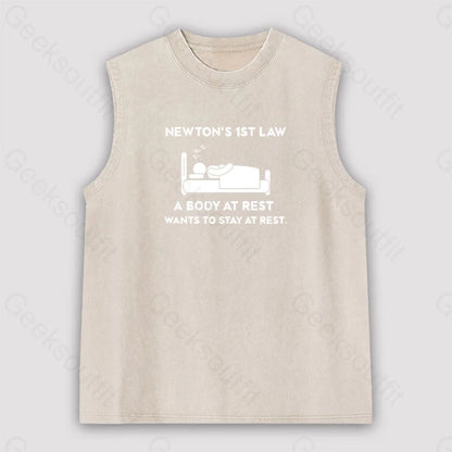 Newton’s First Law Unisex Washed Tank Apricot / S