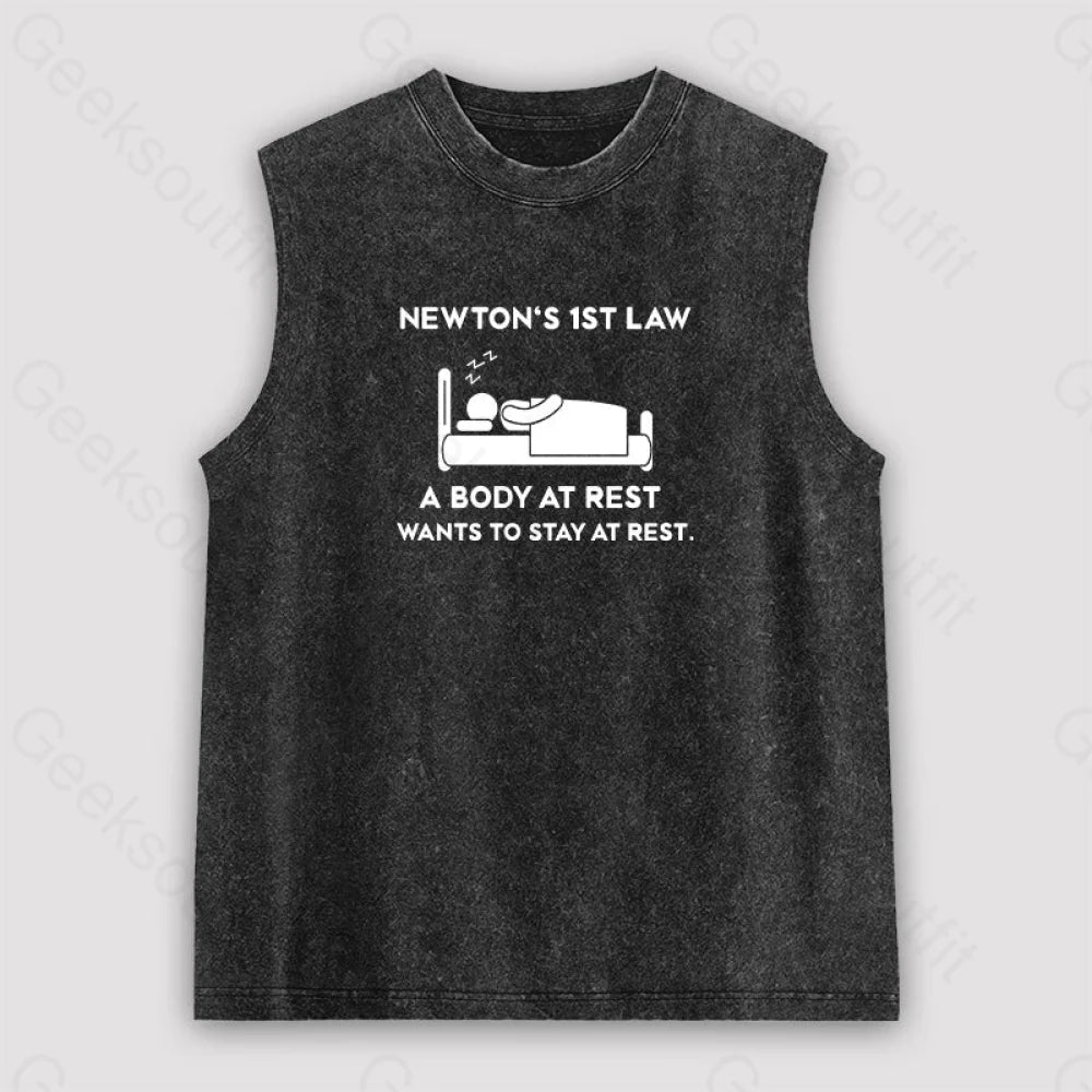 Newton’s First Law Unisex Washed Tank Black / S