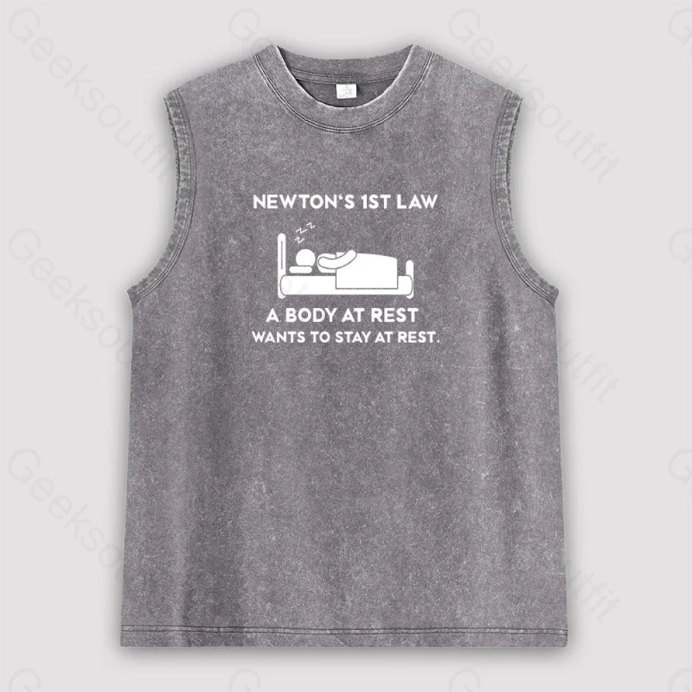 Newton’s First Law Unisex Washed Tank Grey / S