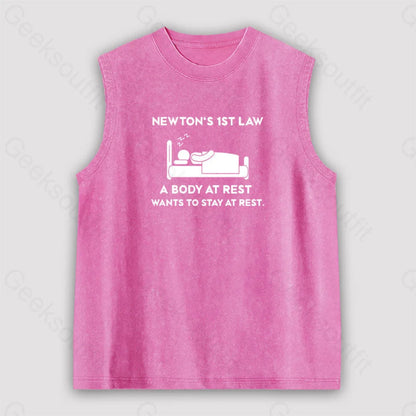 Newton’s First Law Unisex Washed Tank Pink / S