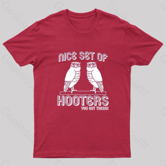 Nice Set Of Hooters You Got There Nerd T-Shirt Red / S