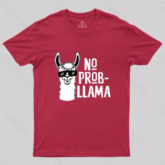 No Prob Llama T-Shirt Red / S