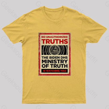 No Unauthorized Truths Nerd T-Shirt Yellow / S