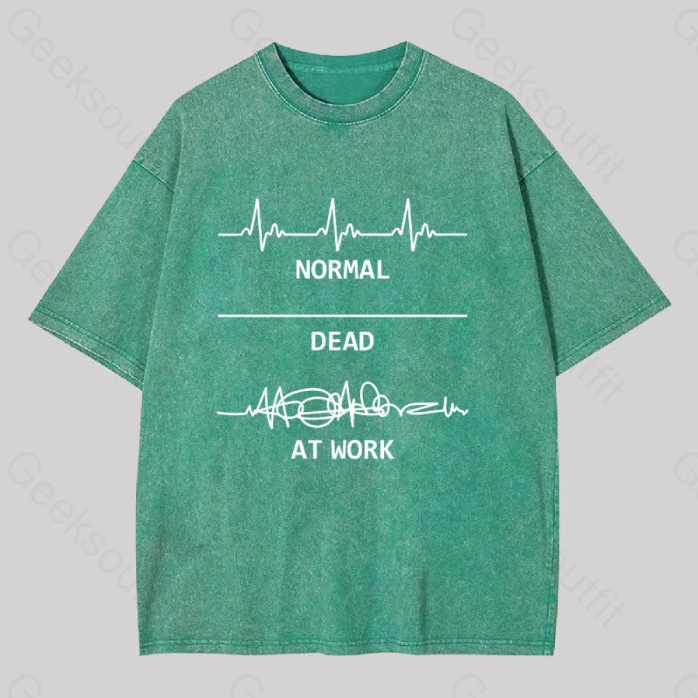 Normal Dead At Work Washed T-Shirt Grass Green / S