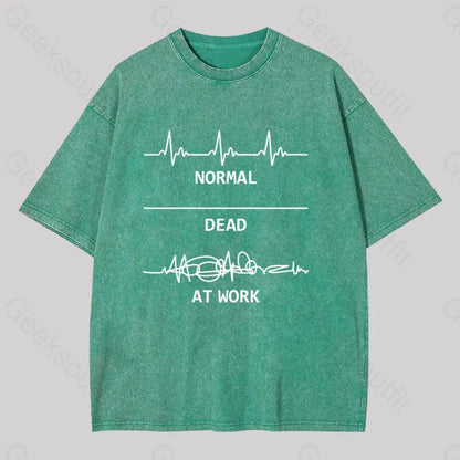 Normal Dead At Work Washed T-Shirt Grass Green / S