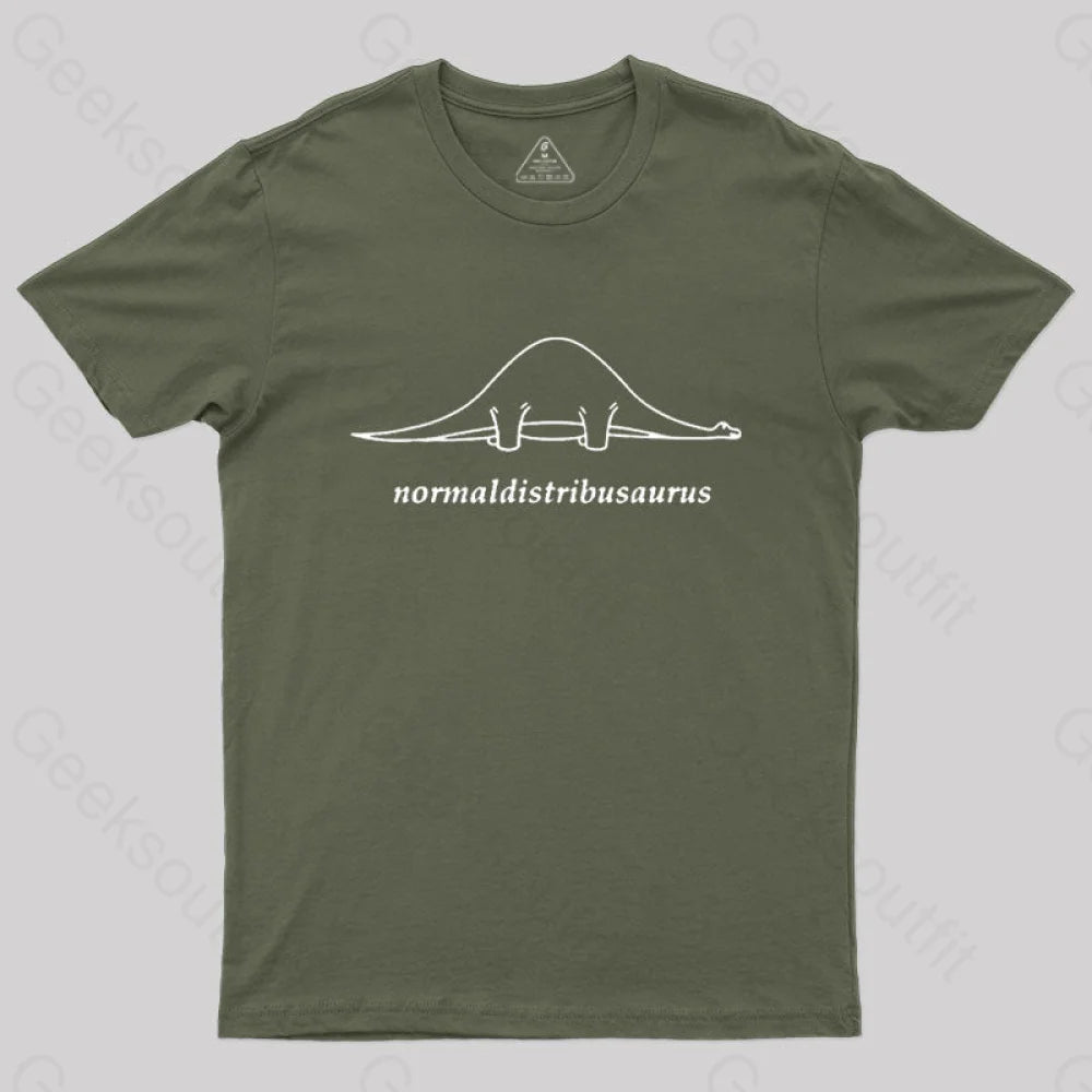 Normal Distribution Dinosaur Geek T-Shirt Army Green / S