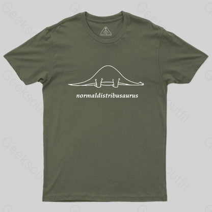 Normal Distribution Dinosaur Geek T-Shirt Army Green / S