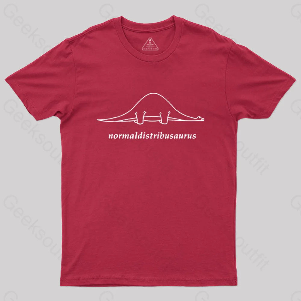 Normal Distribution Dinosaur Geek T-Shirt Red / S