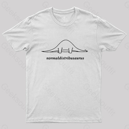 Normal Distribution Dinosaur Geek T-Shirt White / S