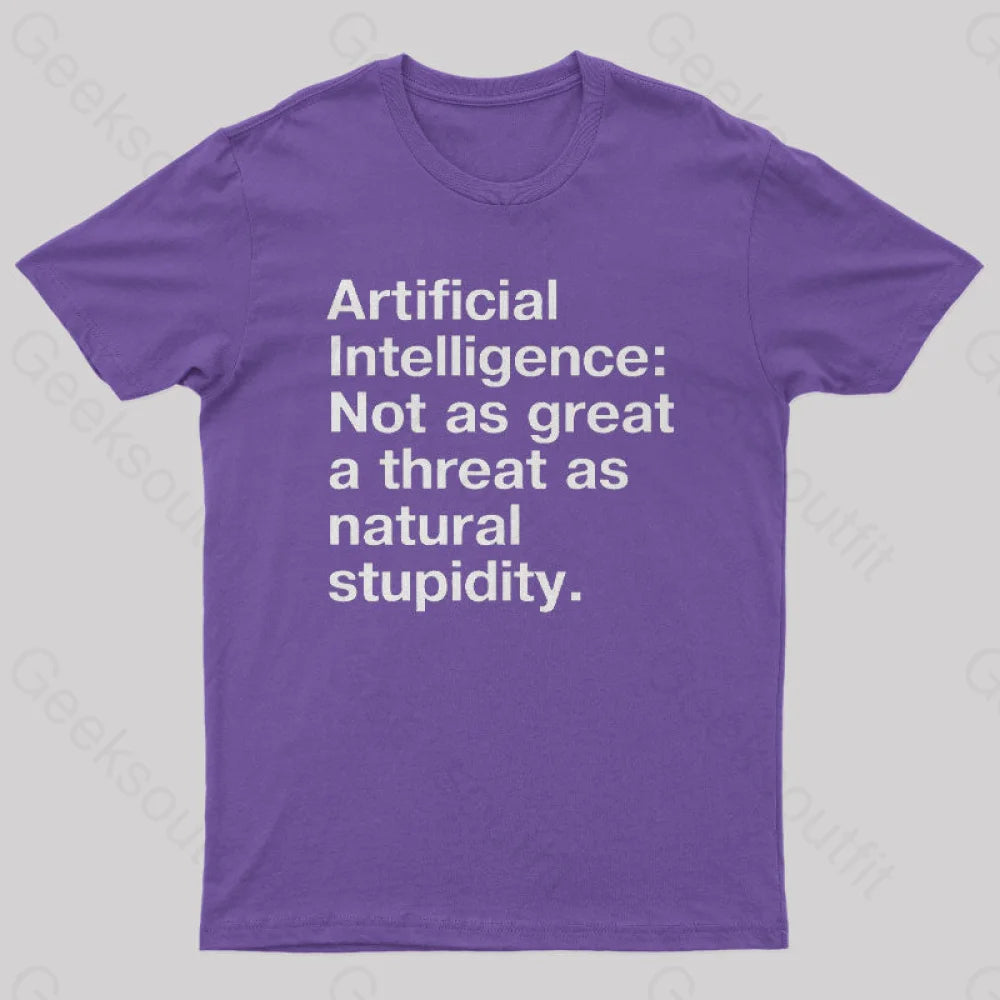 Not As Great A Threat Natural Stupidity Nerd T-Shirt Purple / S